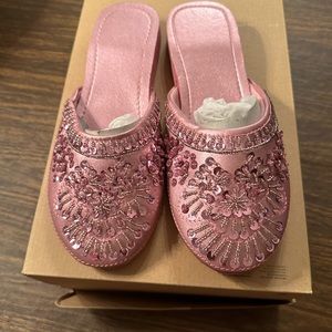 PINK SEQUENCED SLIP ON SHOES